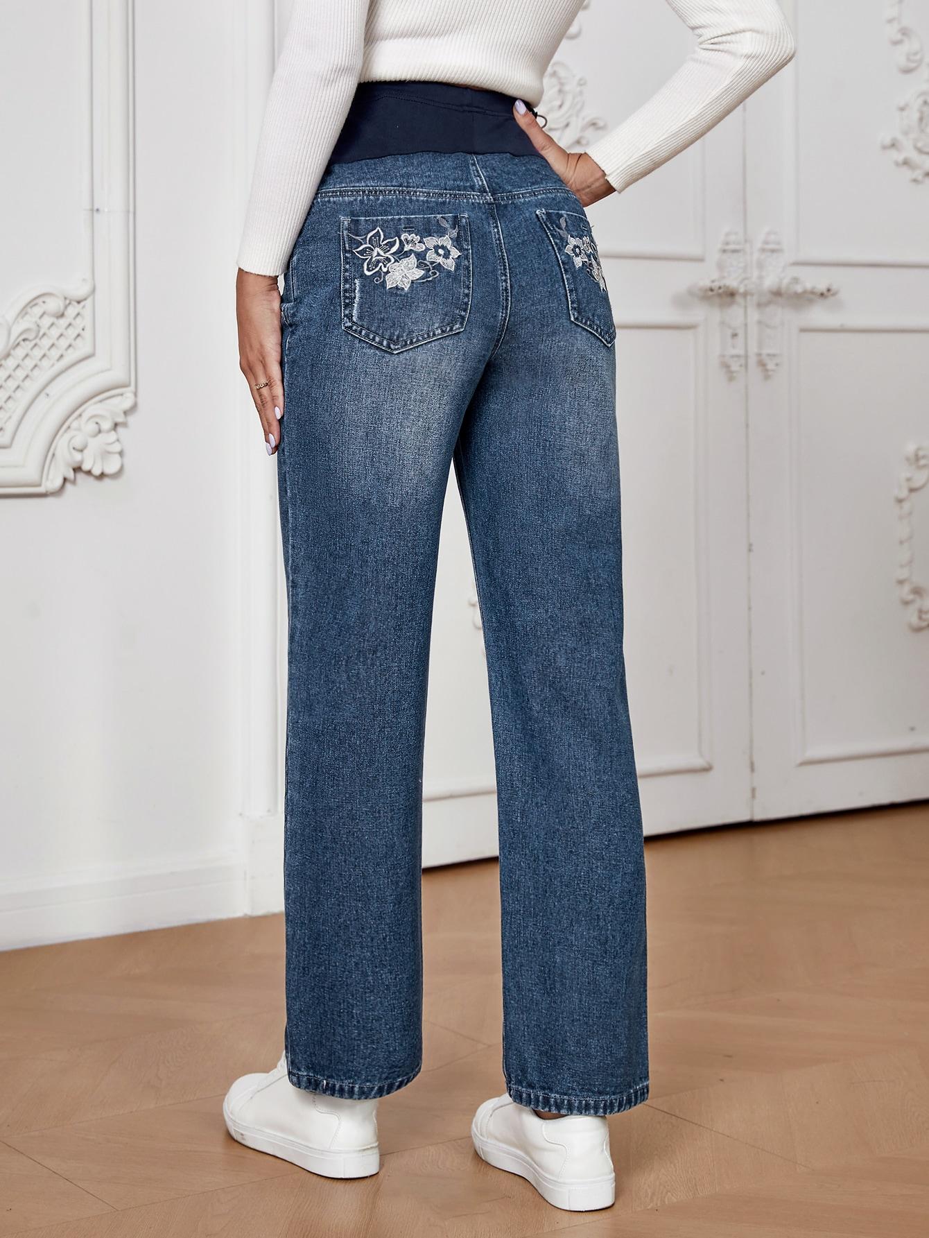 NIEBIESKIE SPODNIE CIĄŻOWE JEANS 