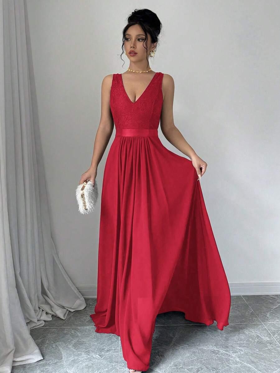 CZERWONA MAXI SUKIENKA