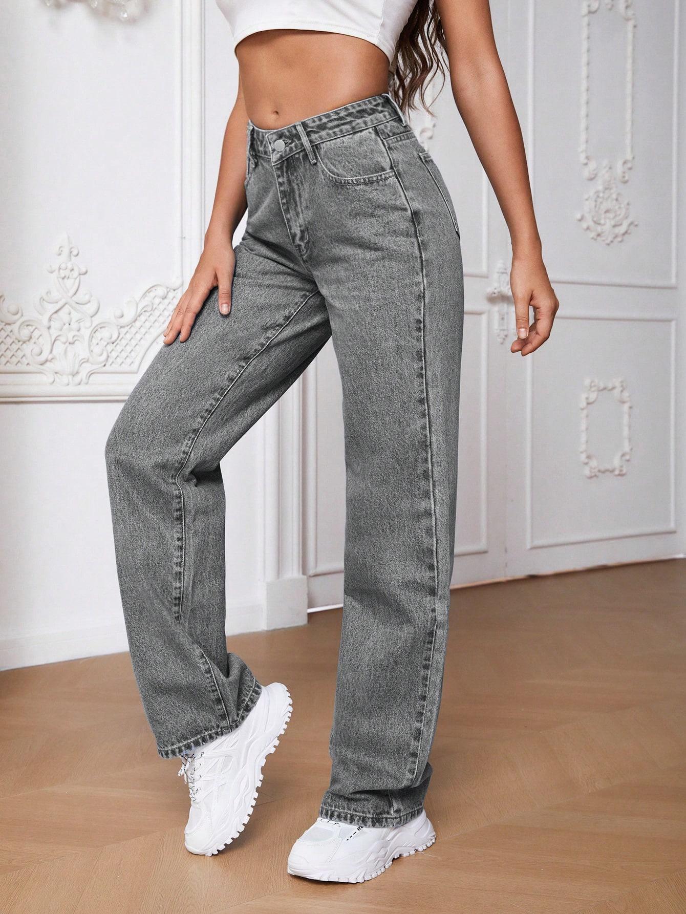 SZARE PROSTE SPODNIE JEANS