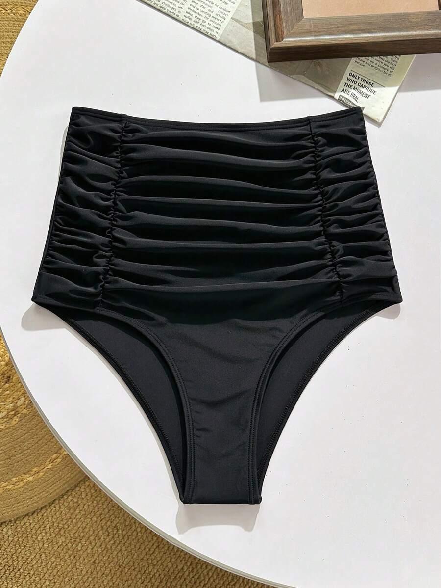czarny dół od bikini marszczenie