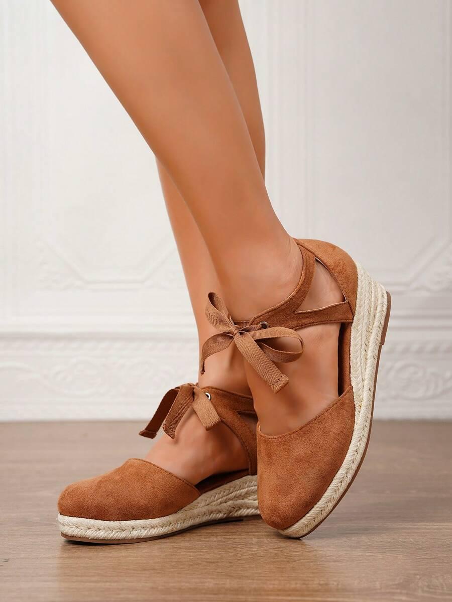 brązowe espadryle koturn