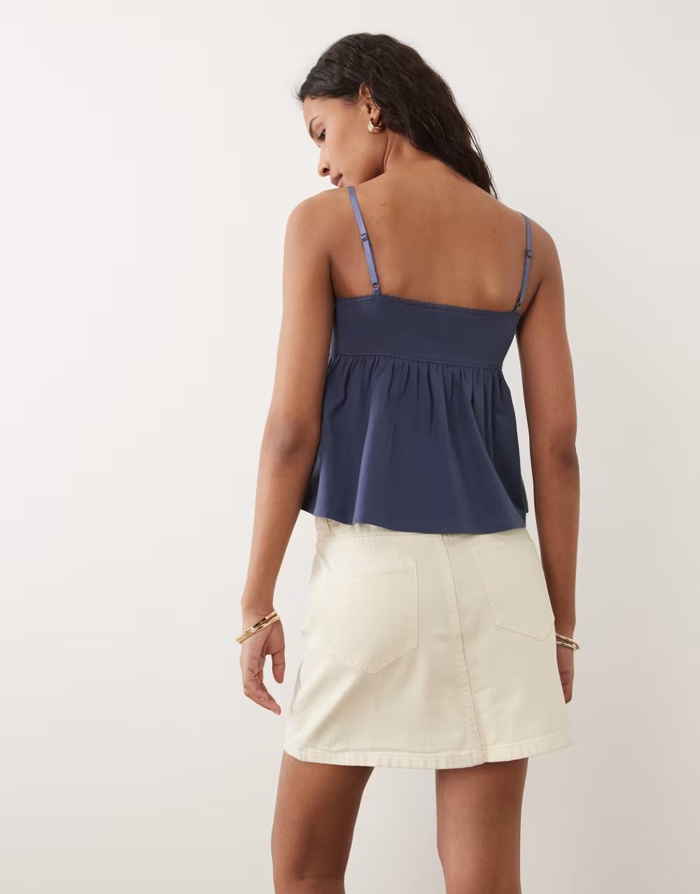 kremowa mini spódnica jeans