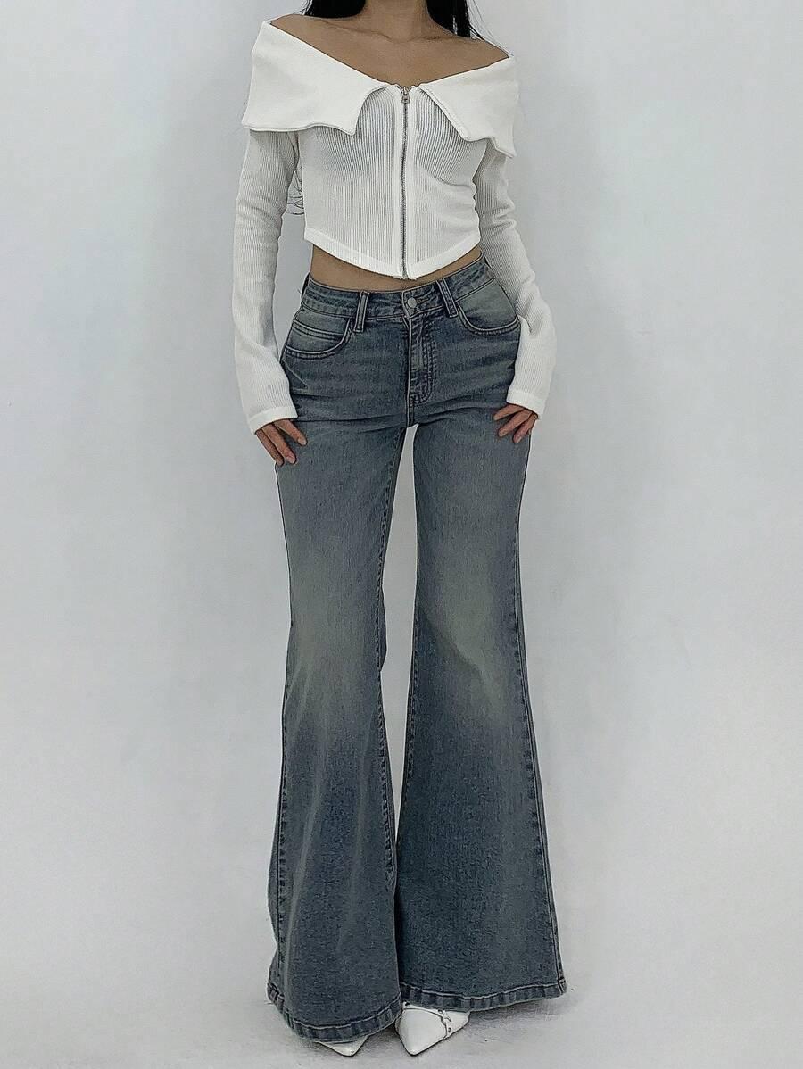 spodnie jeans dzwony 