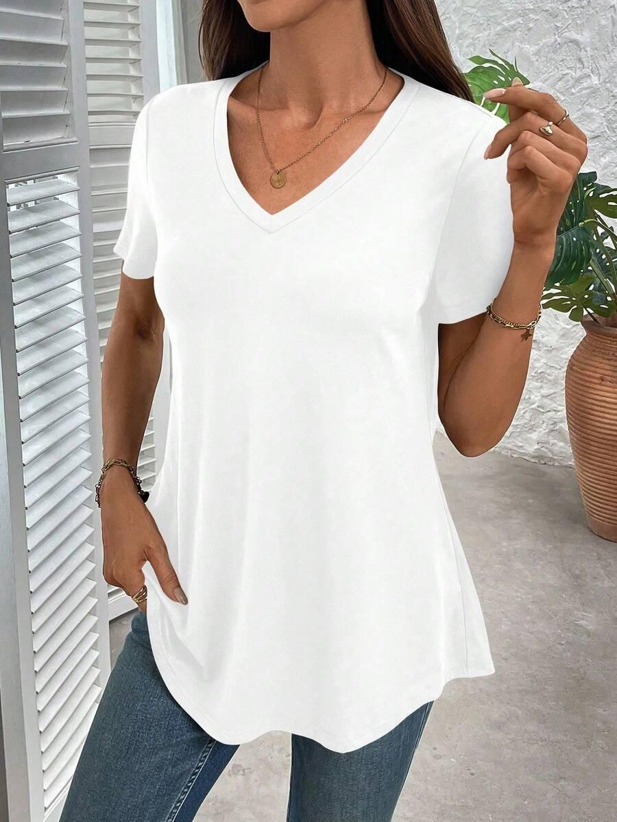 BIAŁY T-SHIRT V NECK