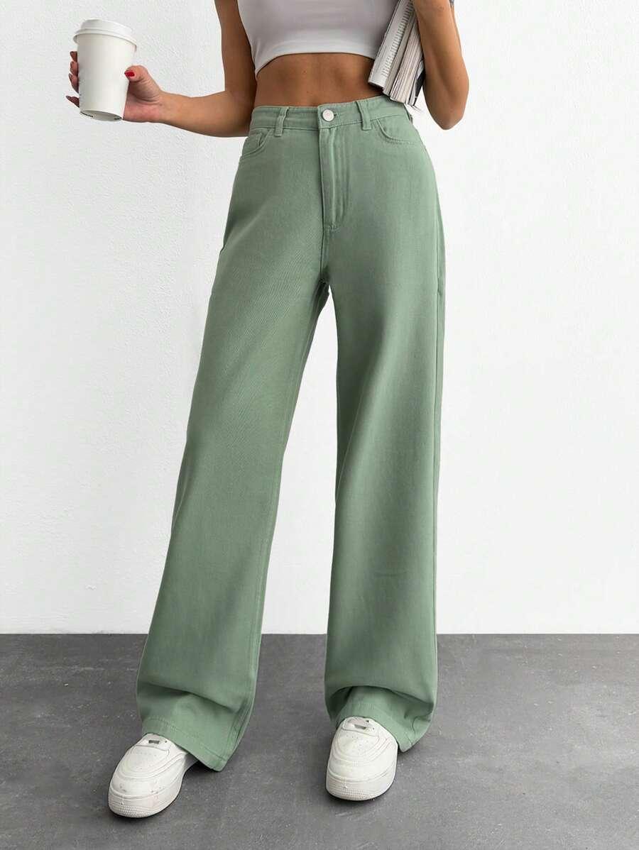 ZIELONE SPODNIE JEANS