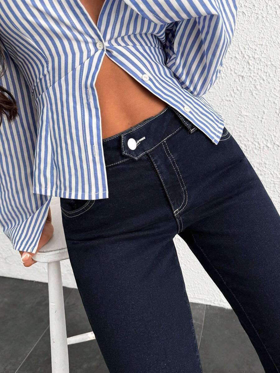 GRANATOWE SPODNIE JEANS