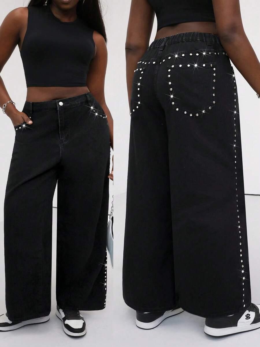 CZARNE SPODNIE JEANS