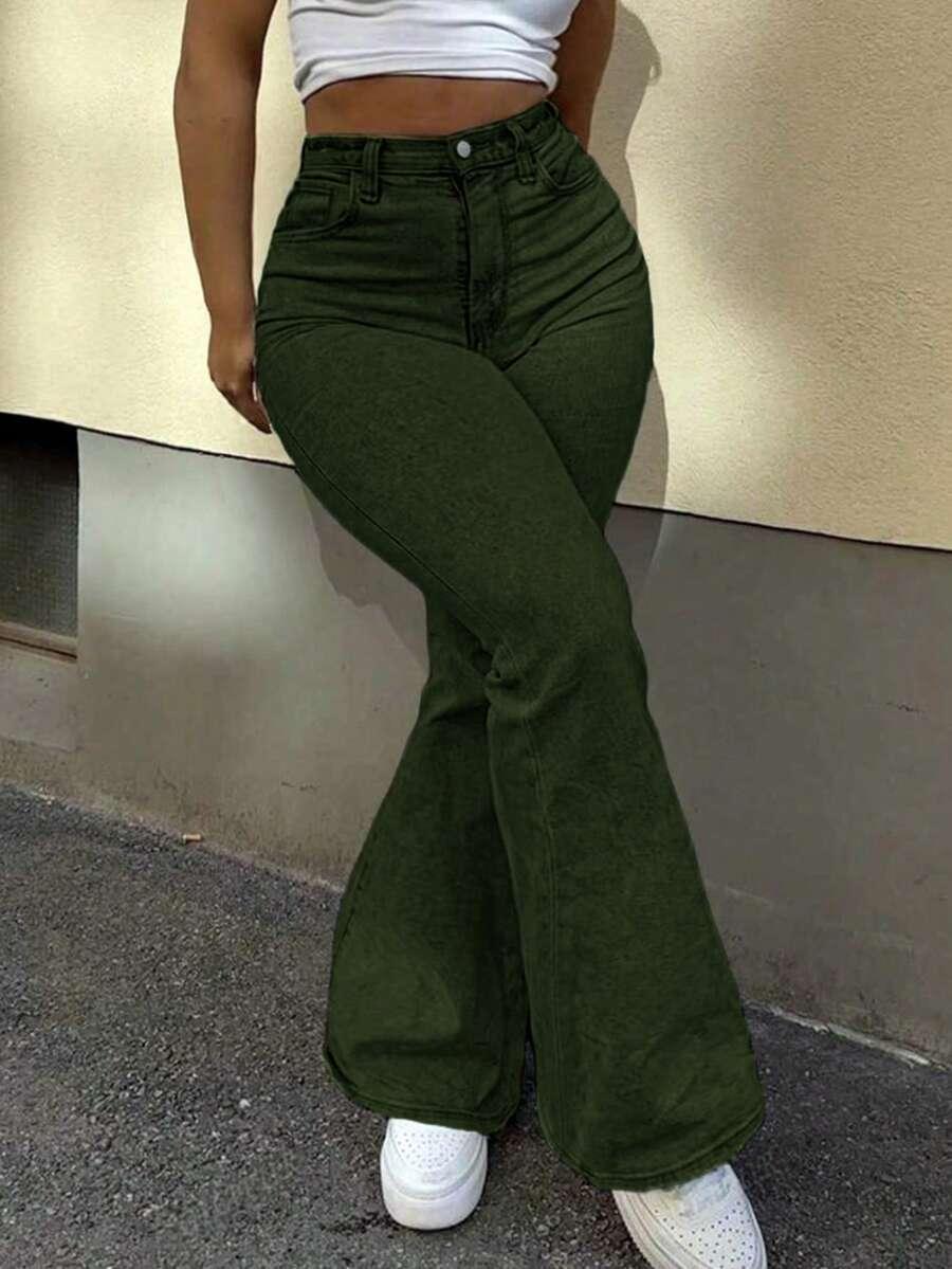 zielone spodnie jeans 