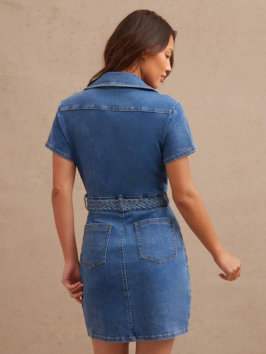 niebieska mini sukienka