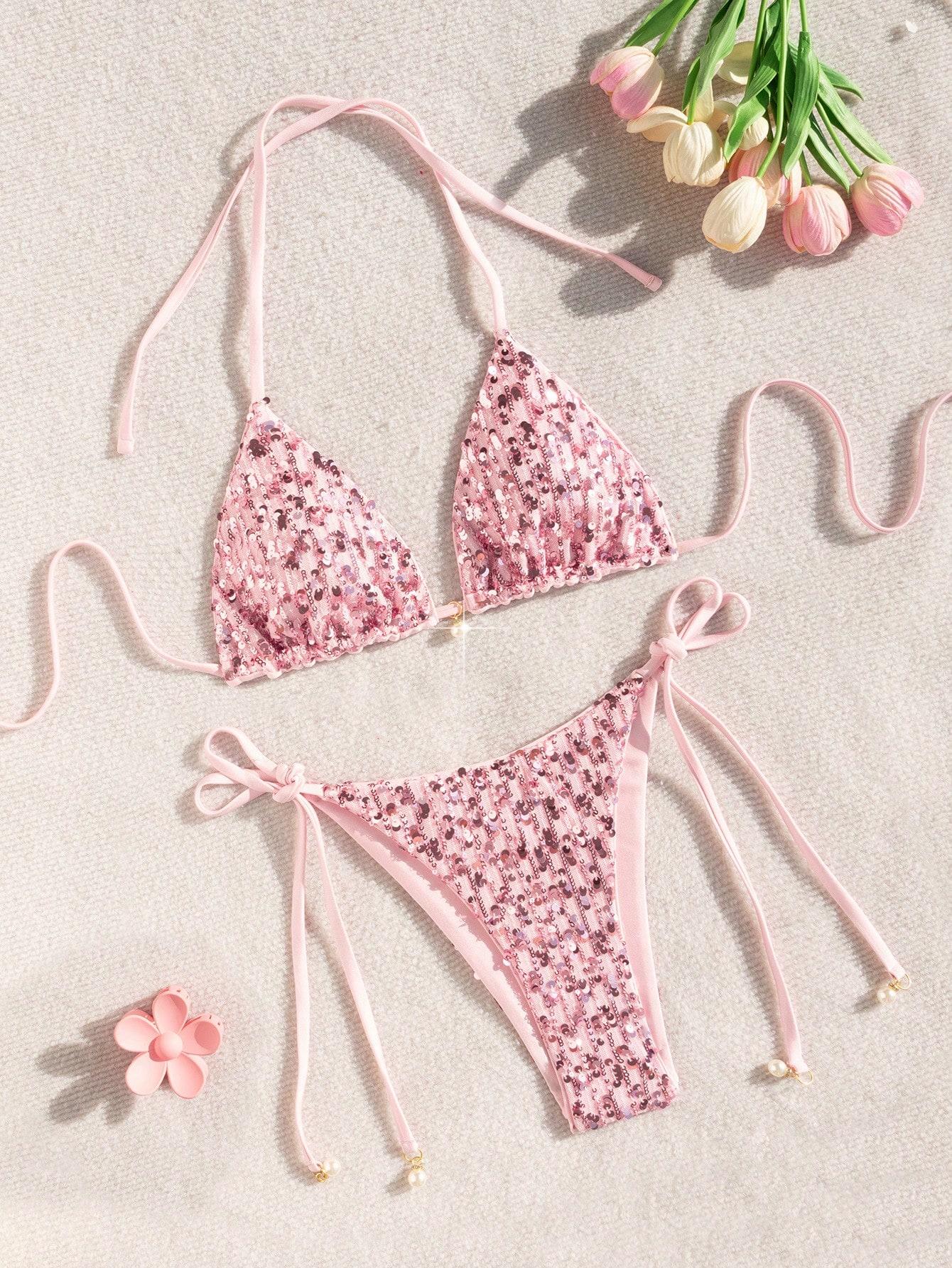 DWUCZĘŚCIOWE BIKINI DAMSKIE W CEKINY