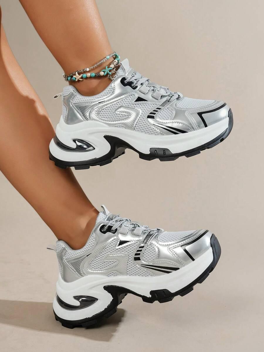 srebne buty sportowe