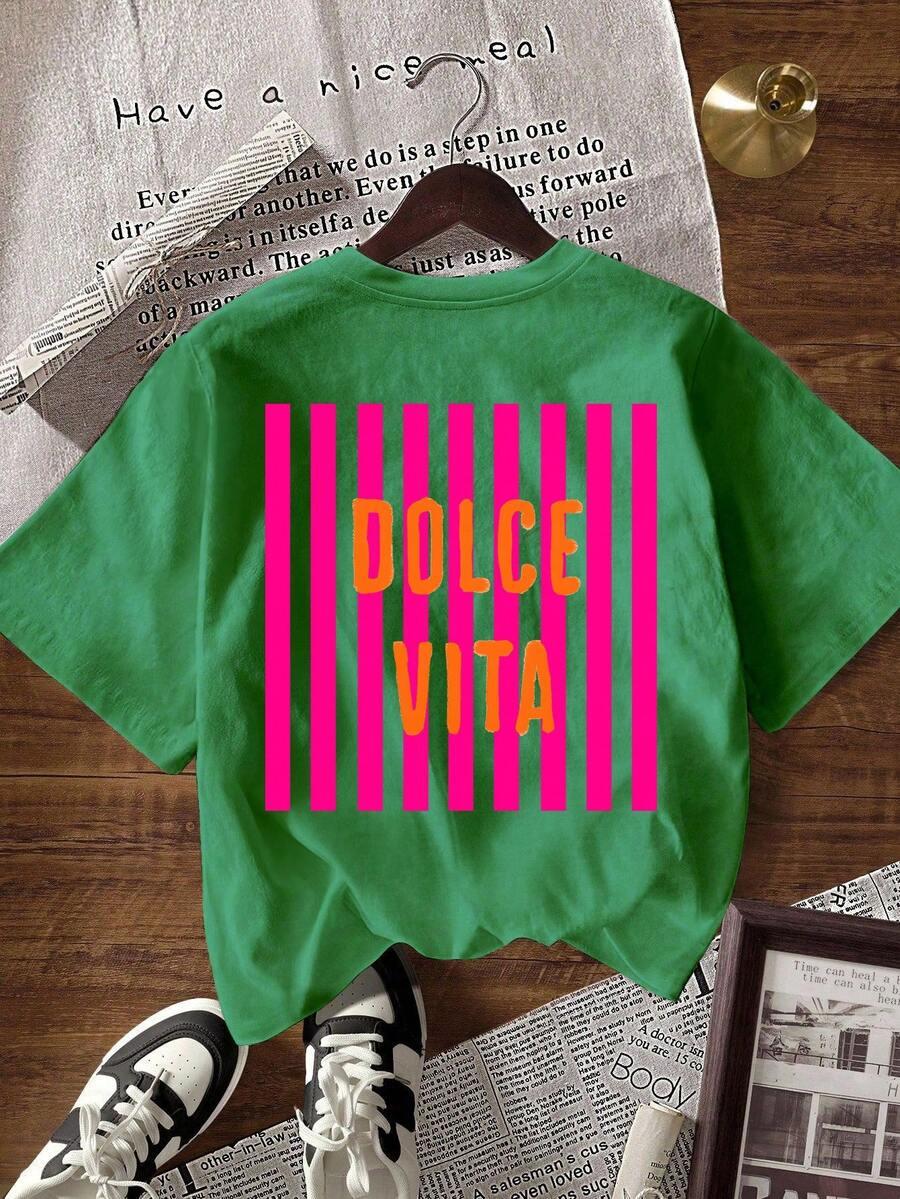 zielony T-shirt nadruk