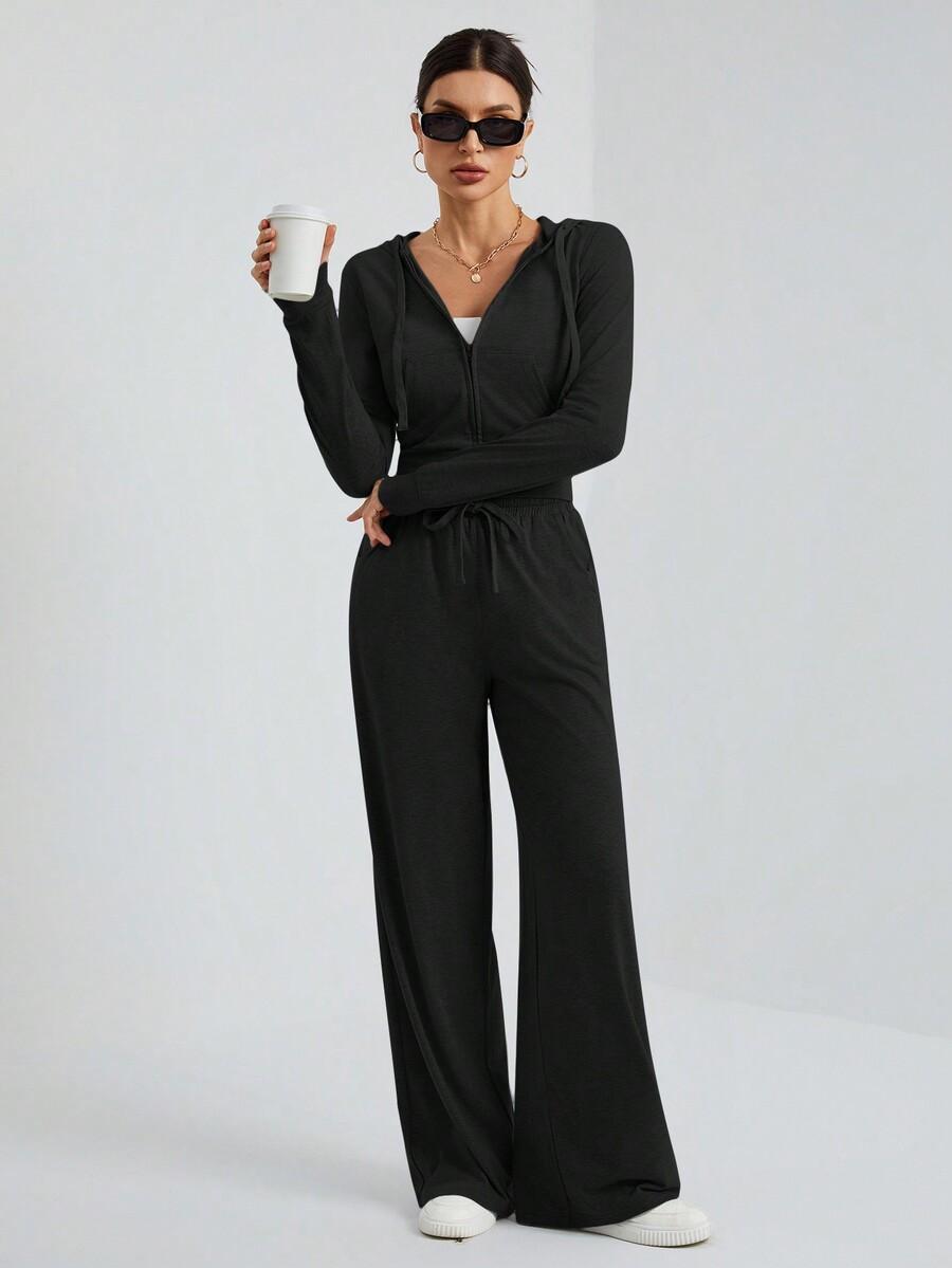 CZARNY KOMPLET BLUZA SPODNIE 