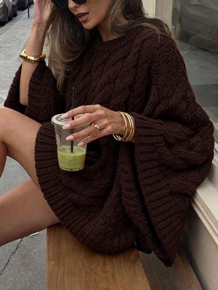 brązowy sweter splot
