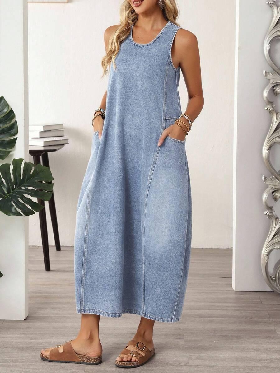 SUKIENKA BEZ RĘKAWÓW jeans