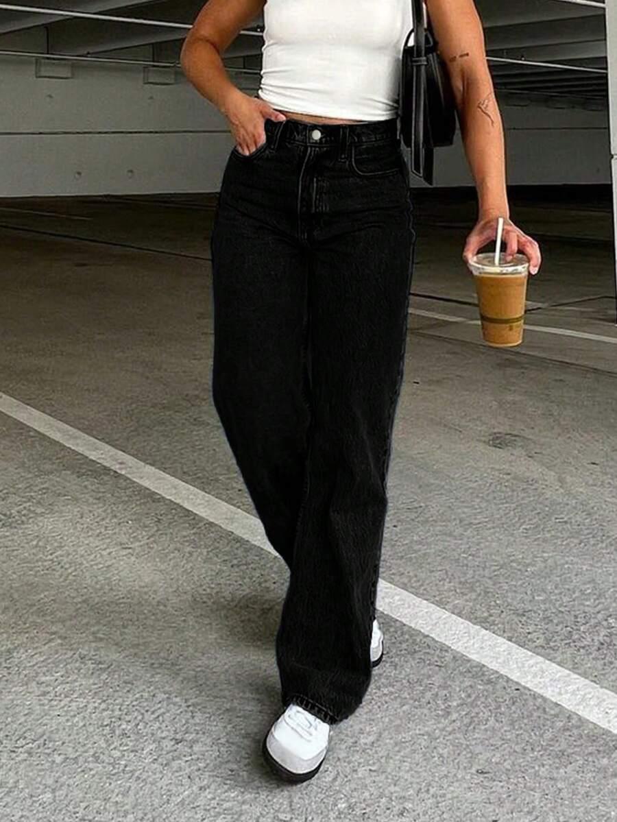 CZARNE SPODNIE JEANS
