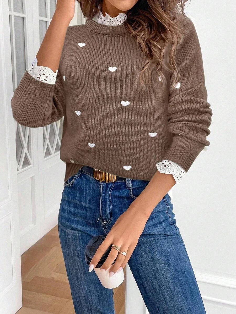 brązowy sweter zdobienie