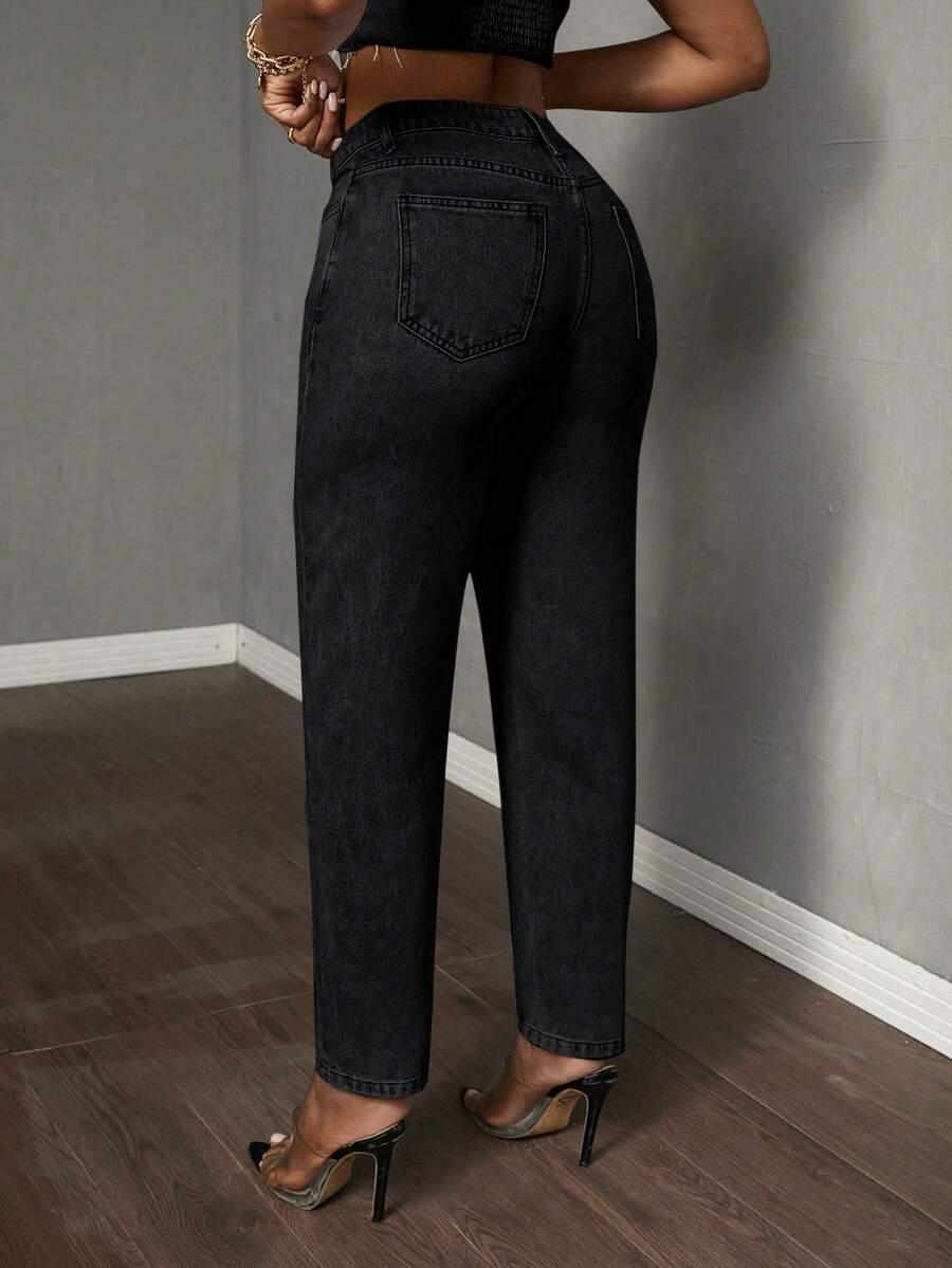 CZARNE SPODNIE JEANS 