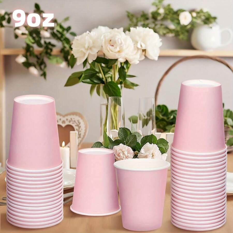 różowe papierowe kubki 100-pack