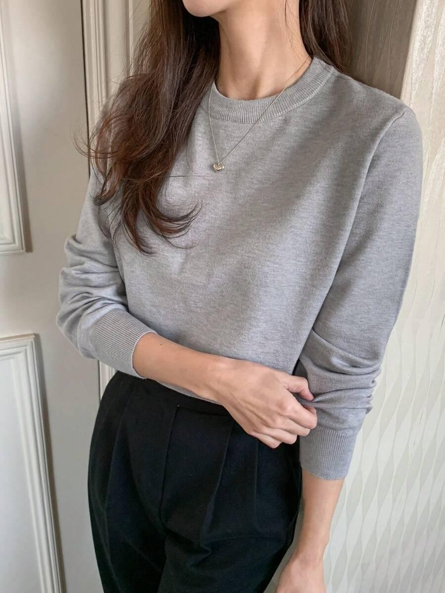gładki SZARY SWETER