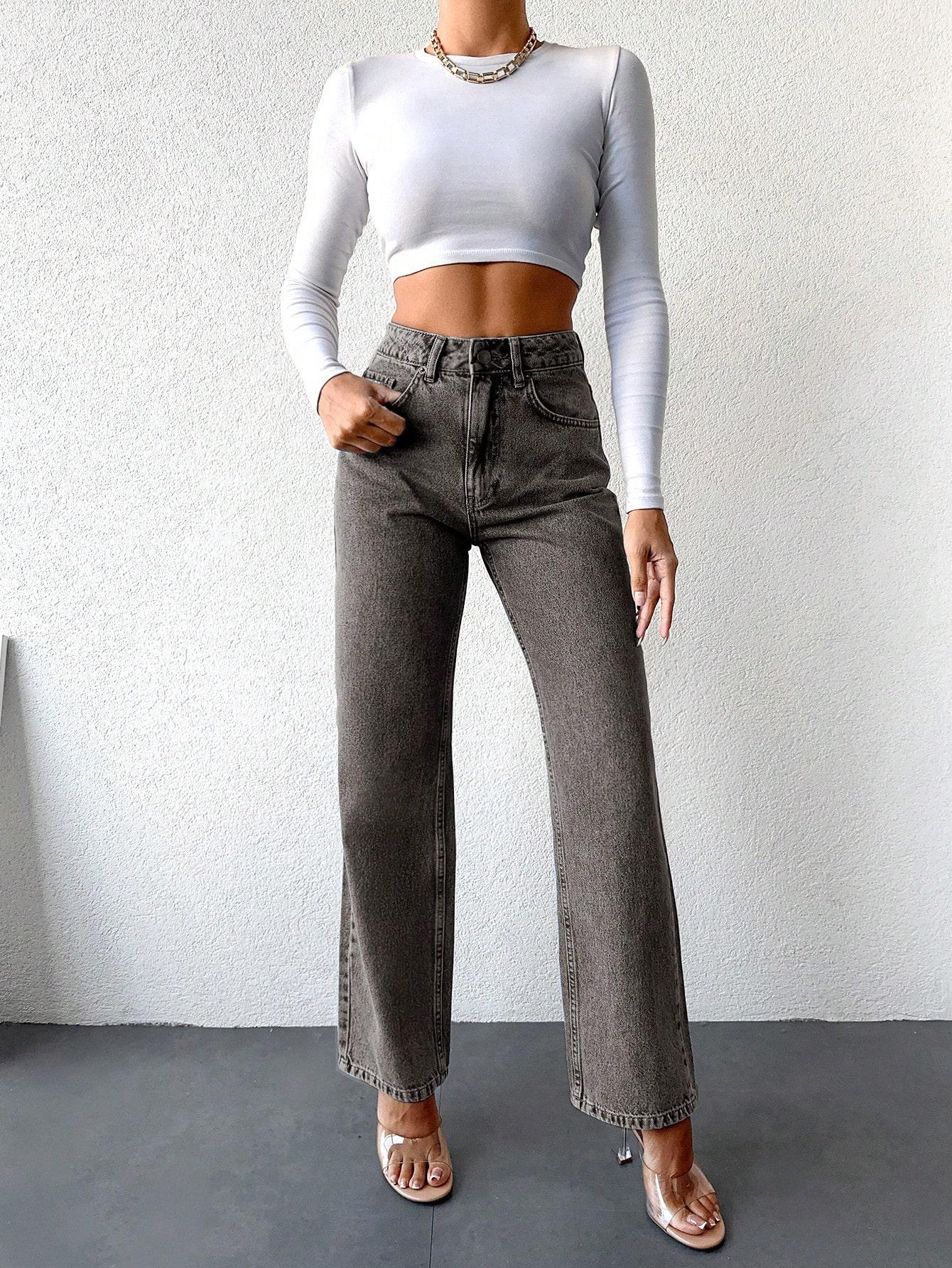 szare jeansy wysoki stan