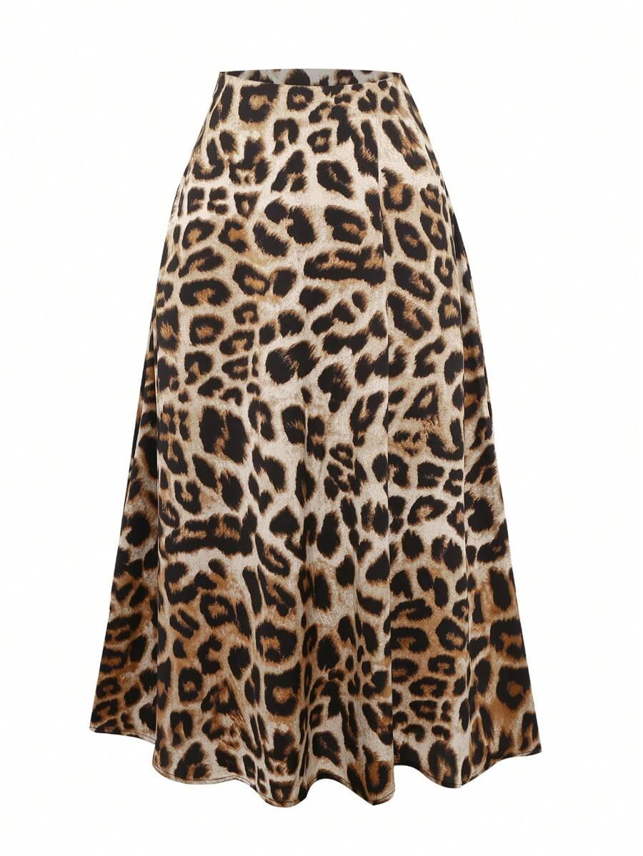 SATYNOWA MIDI SPÓDNICA ANIMAL PRINT 