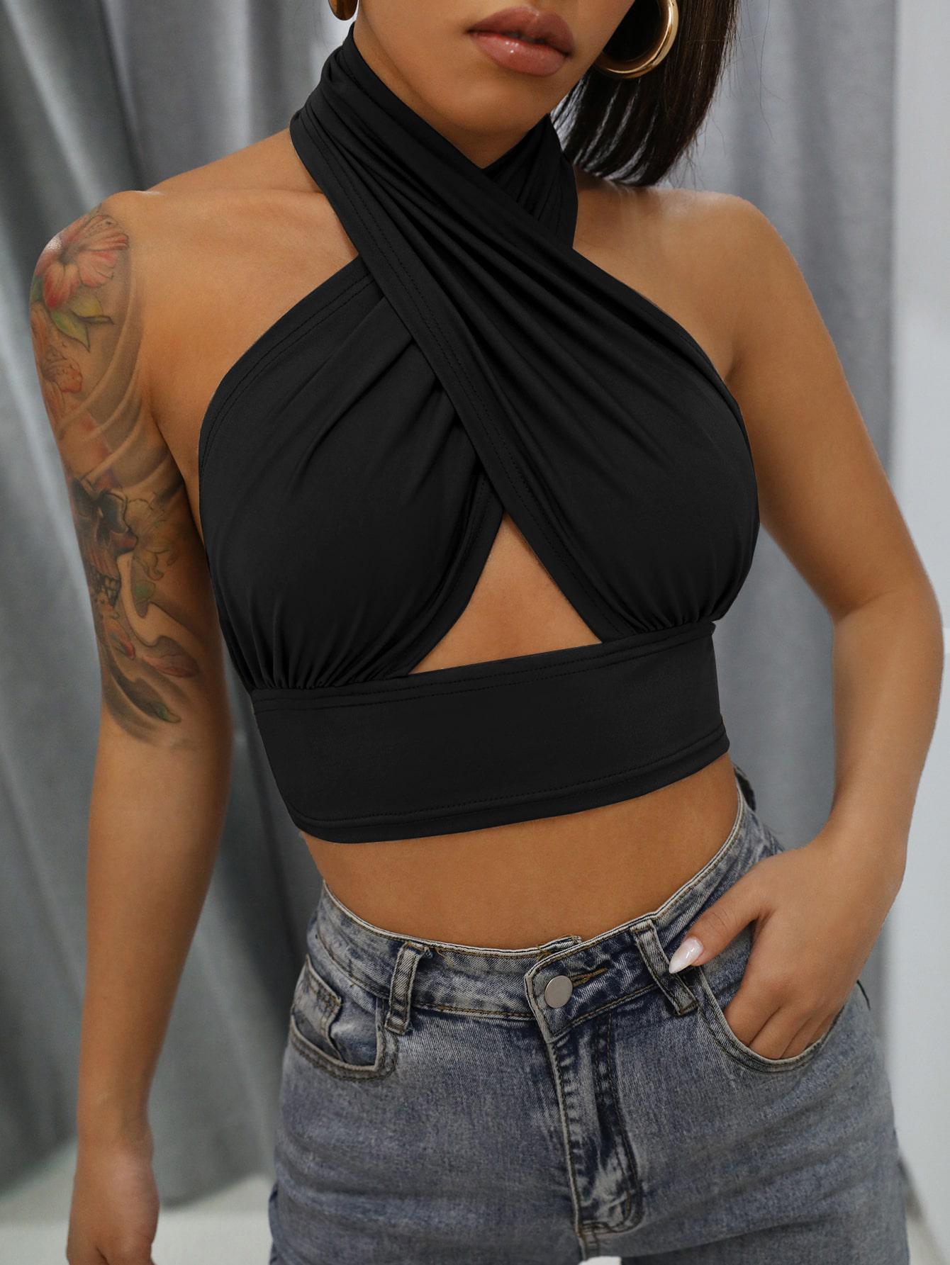CZARNY TOP CASUAL