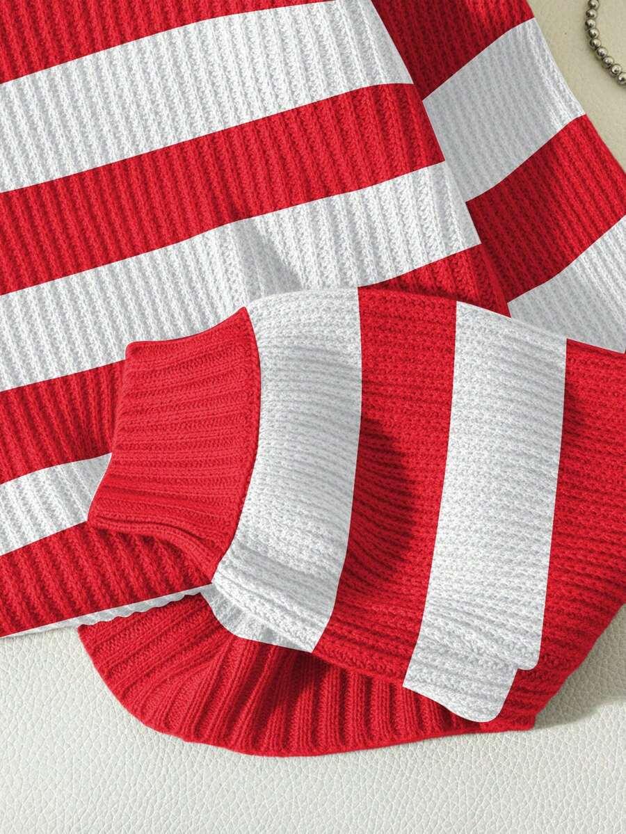sweter długi rękaw wzór paski