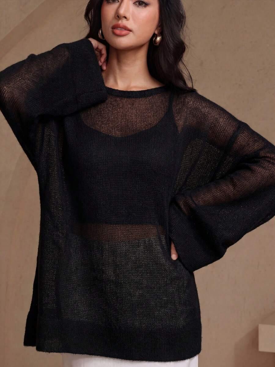 czarny dzianinowy sweter