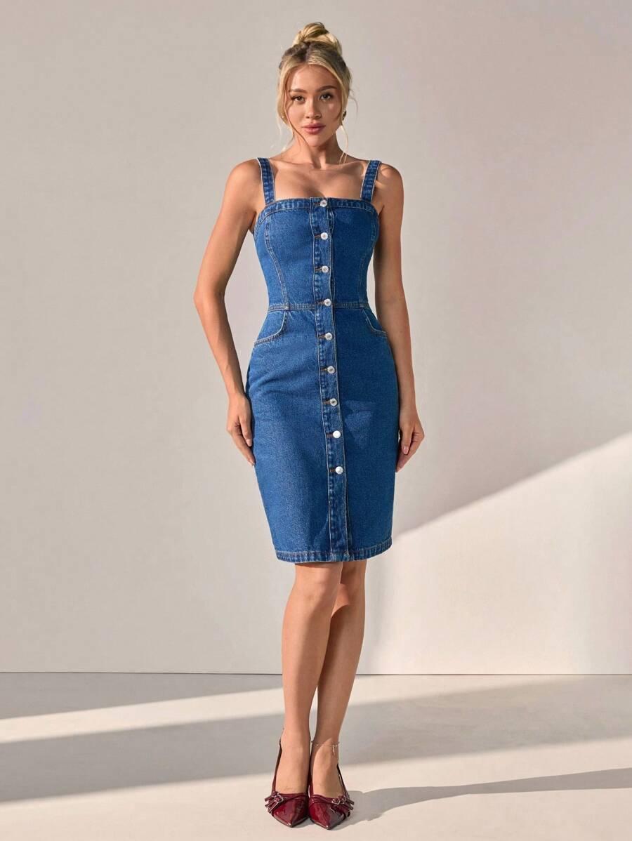 niebieska sukienka jeans