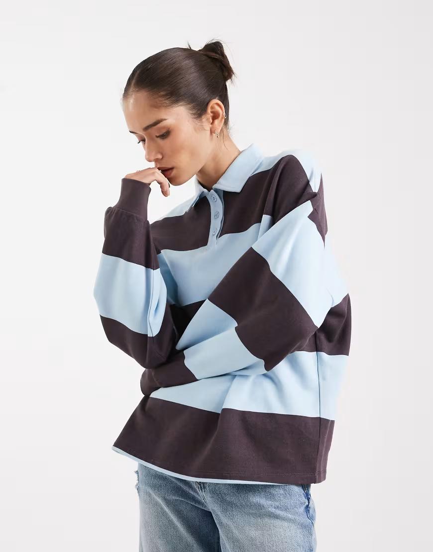 BLUZA W PASKI KOŁNIERZYK guziki