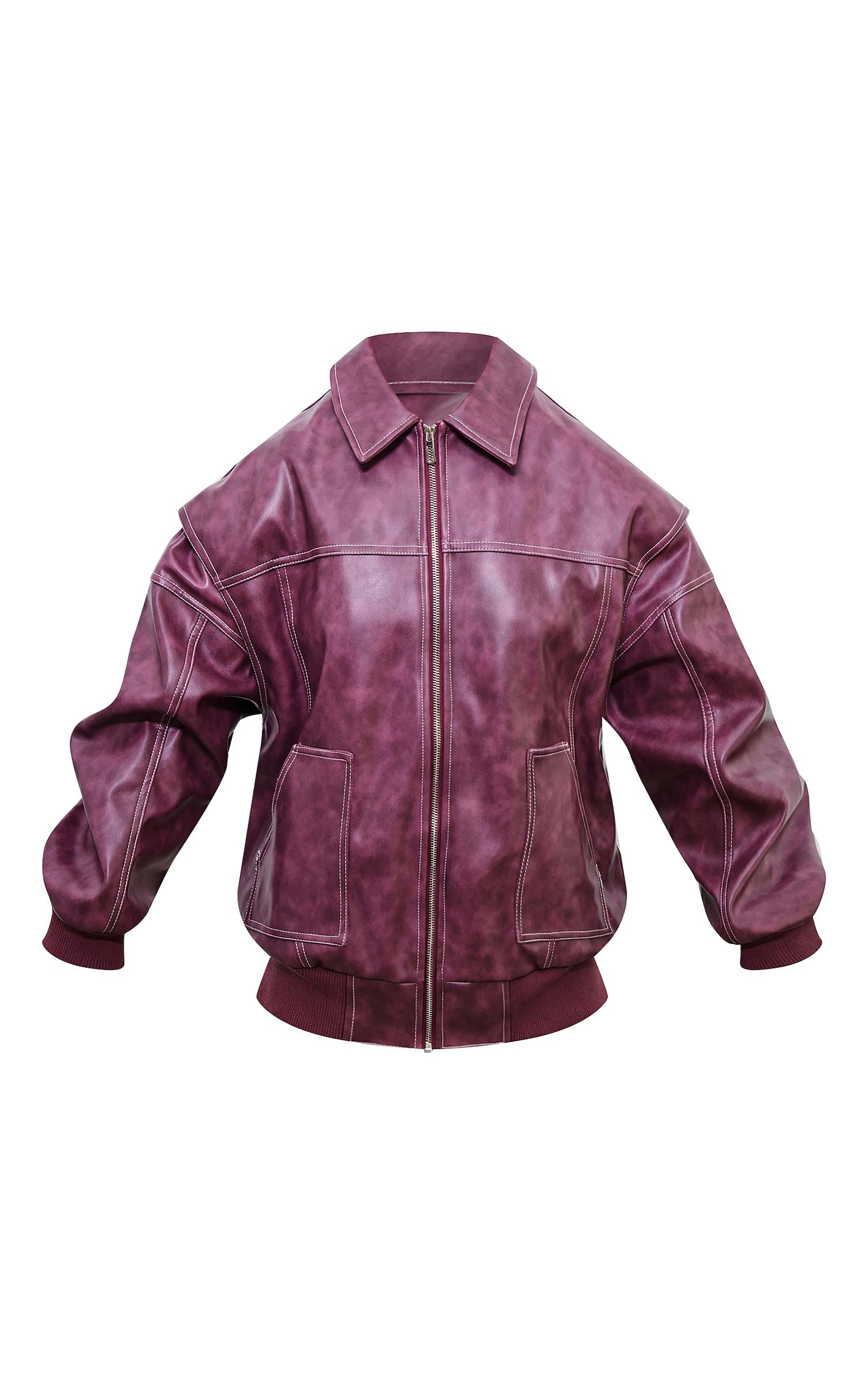 BORDOWA KURTKA bomber oversize IMITACJA SKÓRY