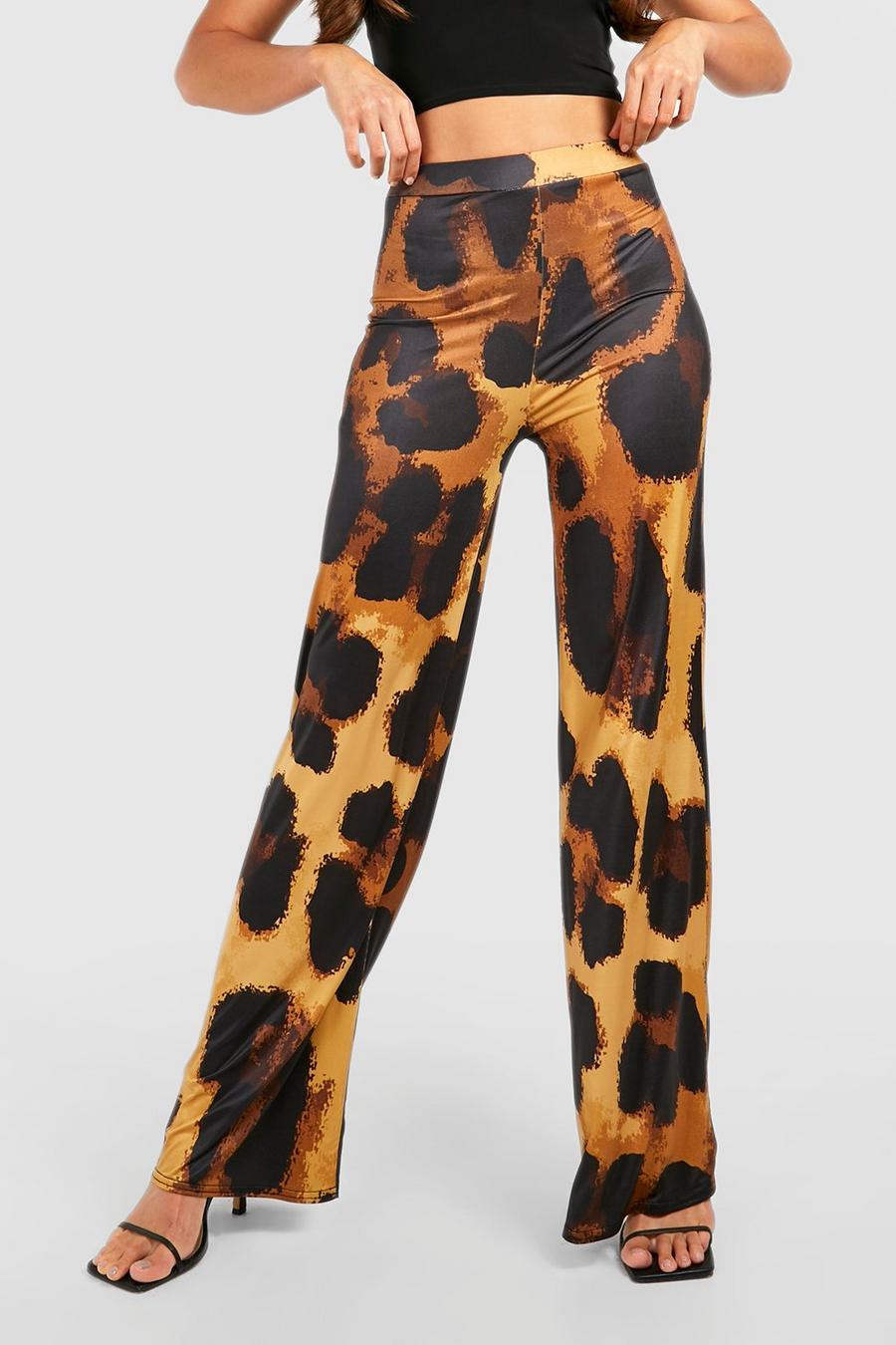 proste spodnie wysoki stan animal print