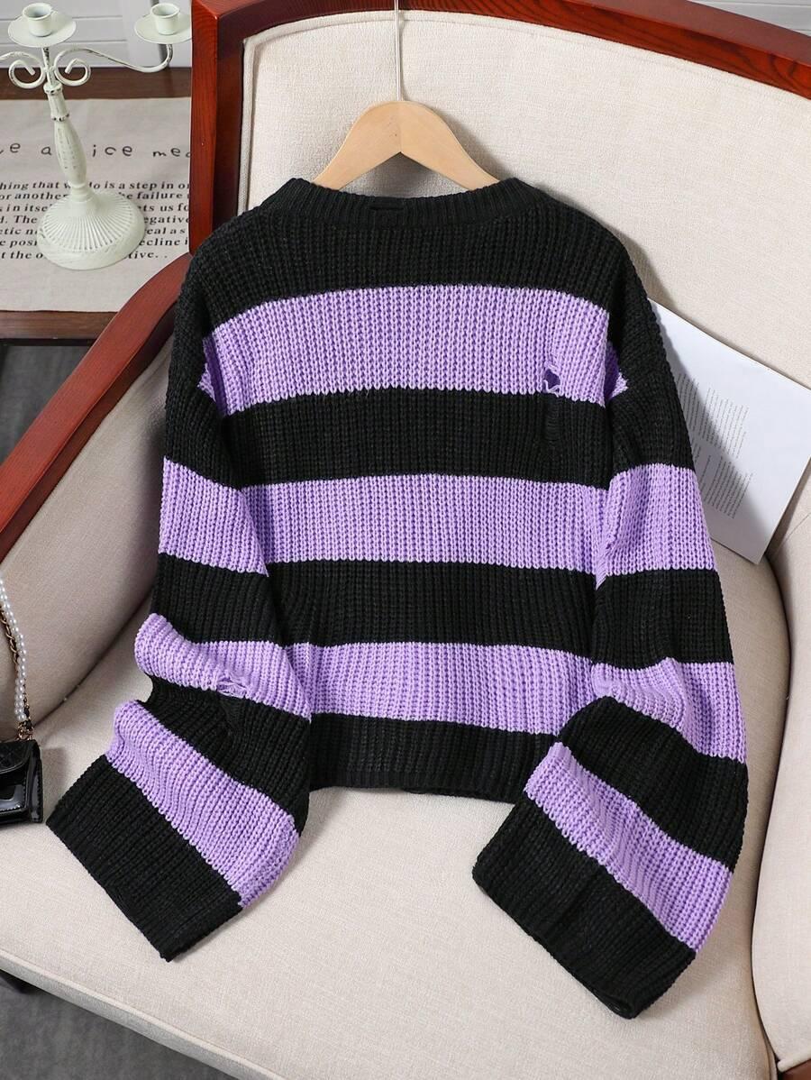 sweter wzór paski ripped