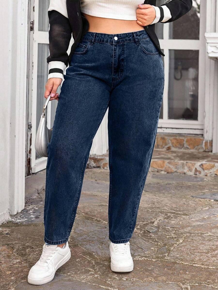 GRANATOWE SPODNIE JEANS 