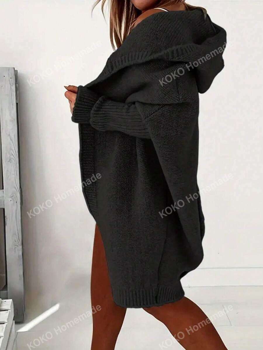 CZARNY SWETER NARZUTKA KAPTUR