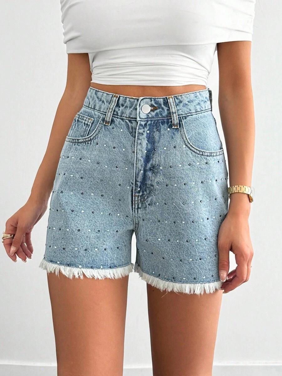NIEBIESKIE SPODENKI JEANS zdobienia