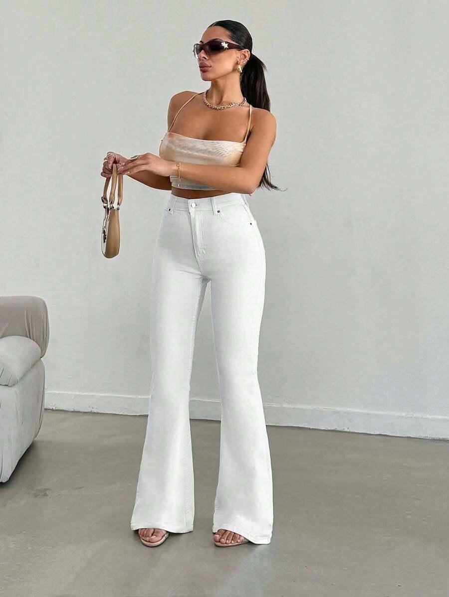 BIAŁE SPODNIE JEANS