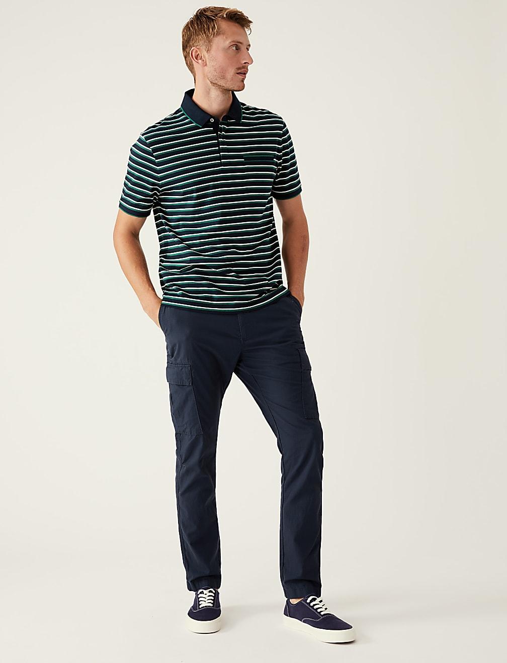 BAWEŁNIANA KOSZULKA POLO PASKI T28-3345M-F3