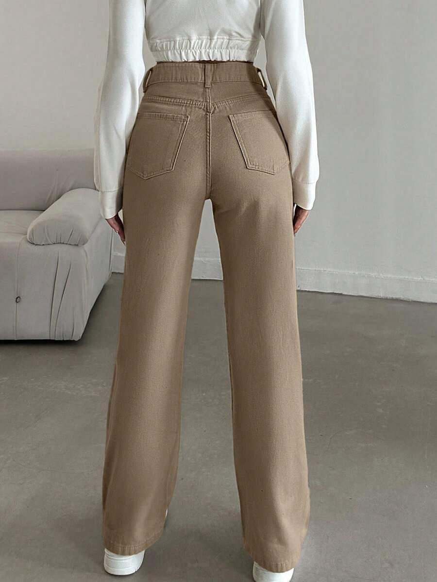 BRĄZOWE SPODNIE JEANS