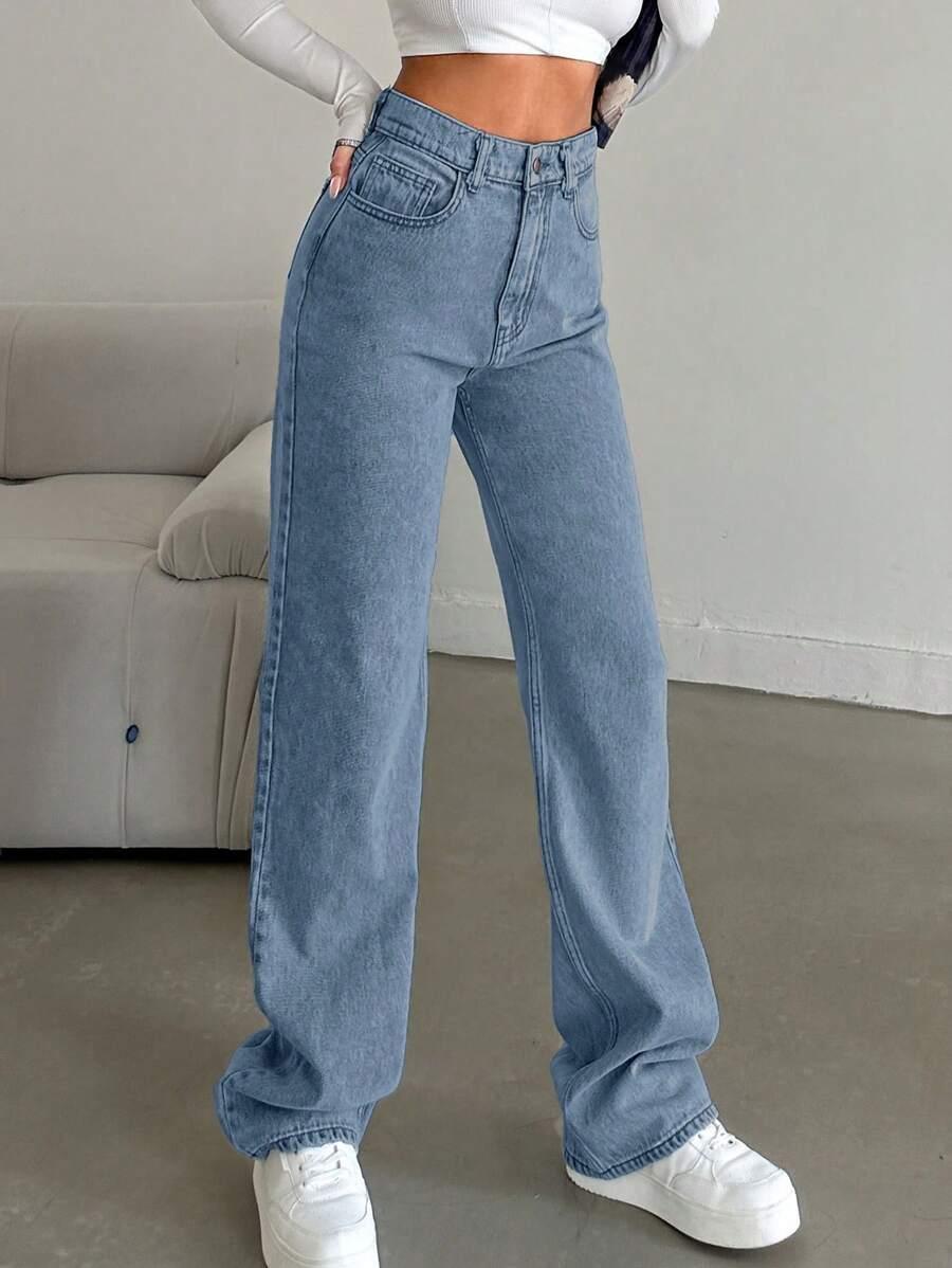 NIEBIESKIE SPODNIE JEANS WYSOKI STAN