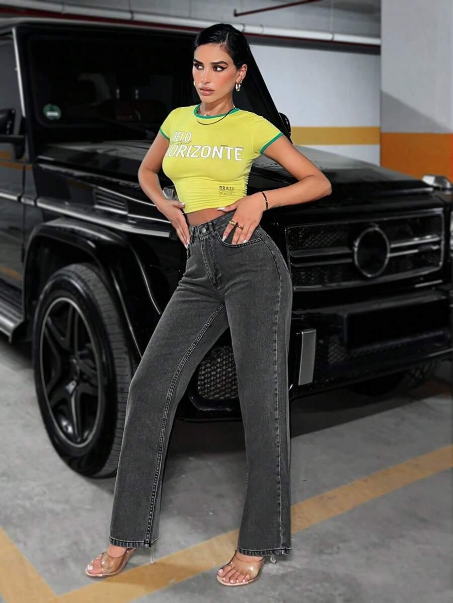 PROSTE SPODNIE JEANS WYSOKI STAN
