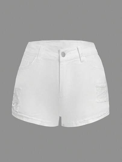 BIAŁE SPODENKI JEANS