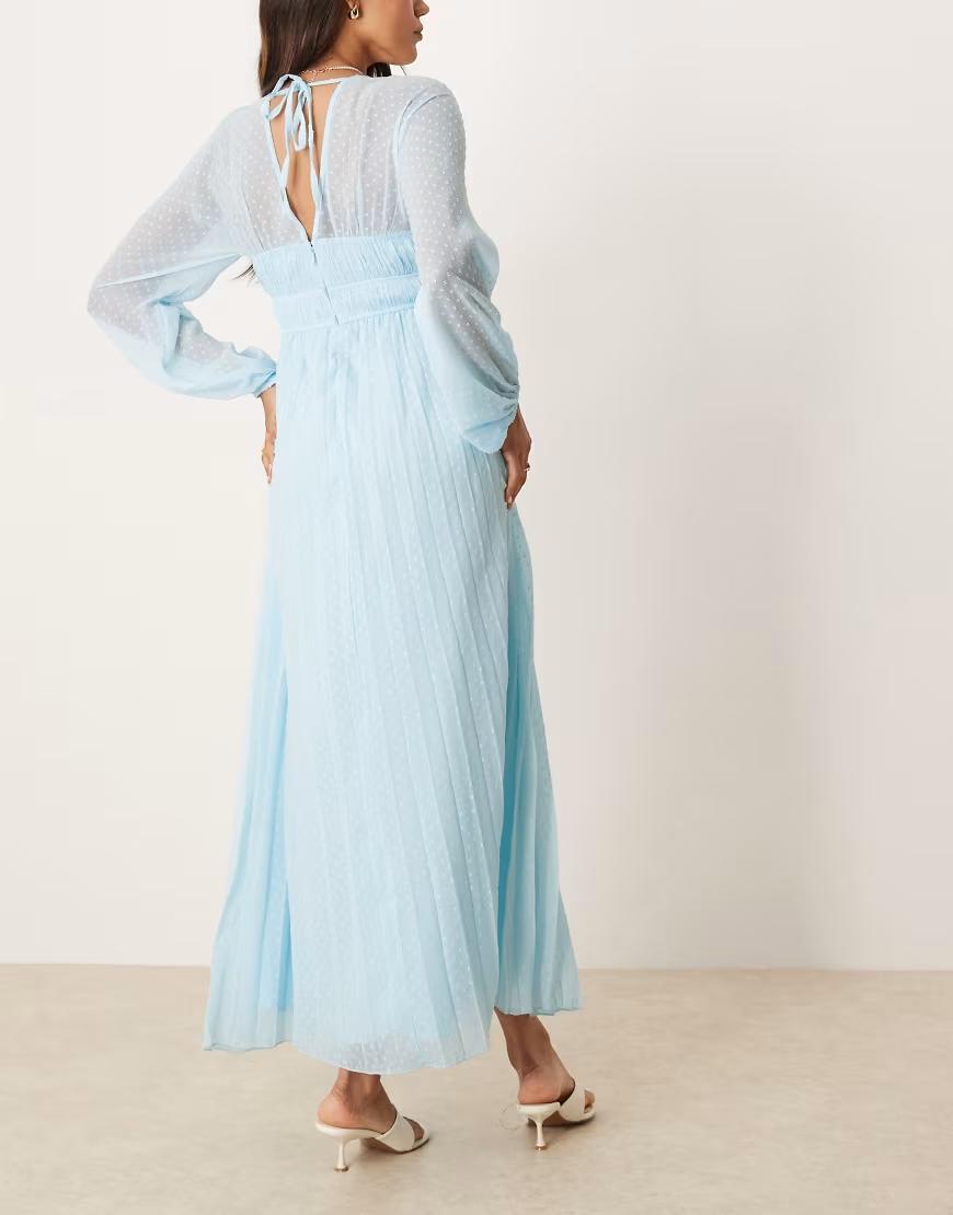 NIEBIESKA MAXI SUKIENKA V NECK