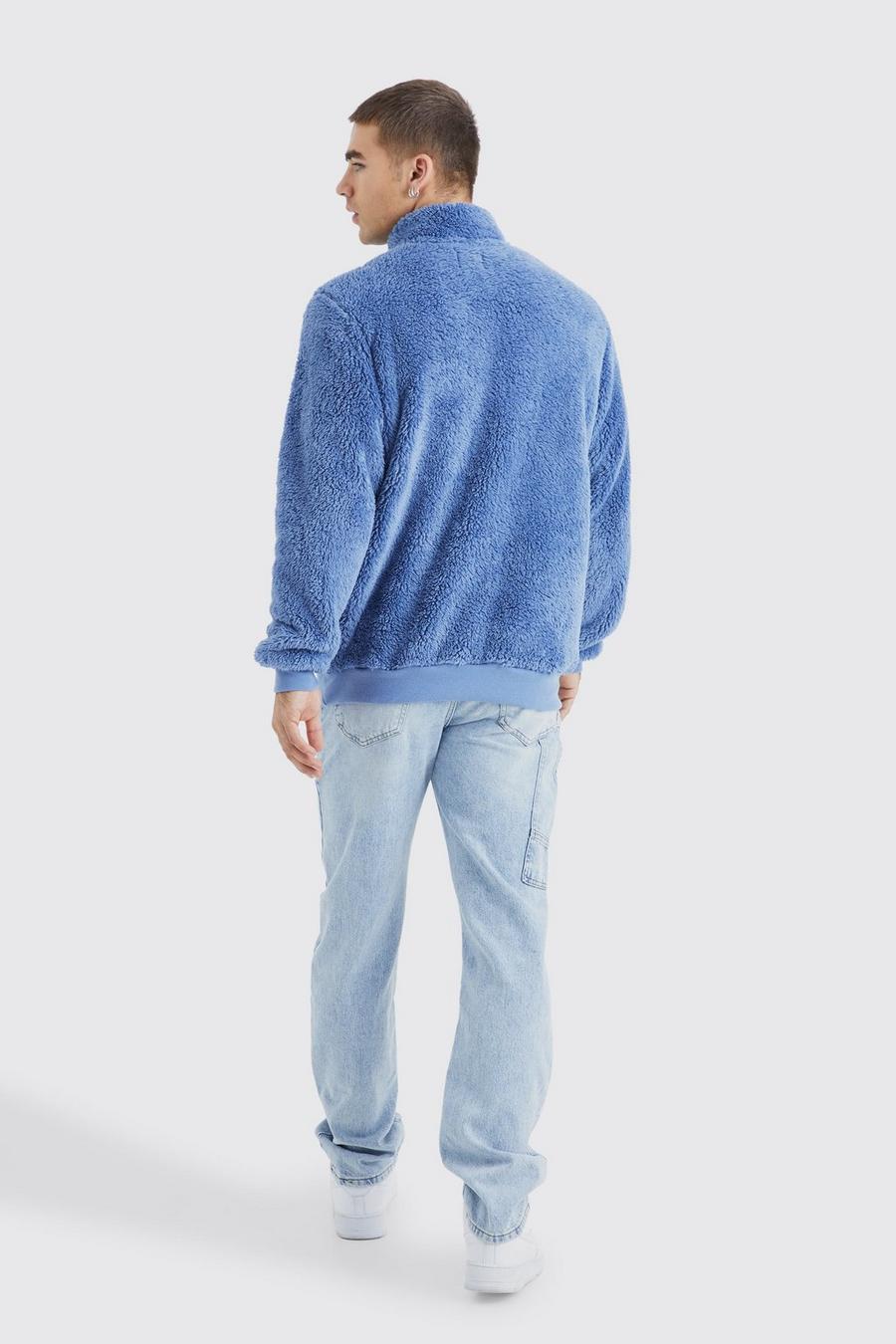 luźna bluza niebieska stójka zip oversize