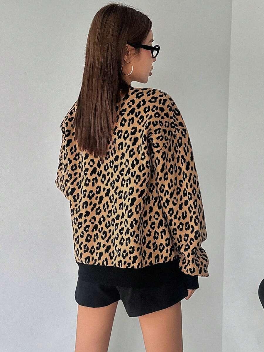 sweter kardigan animal print