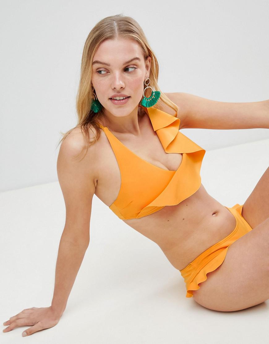 POMARAŃCZOWY DÓŁ OD BIKINI falbany