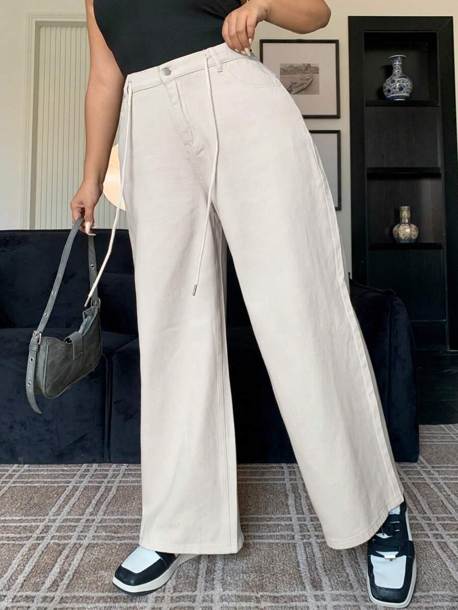 BEŻOWE SPODNIE JEANS