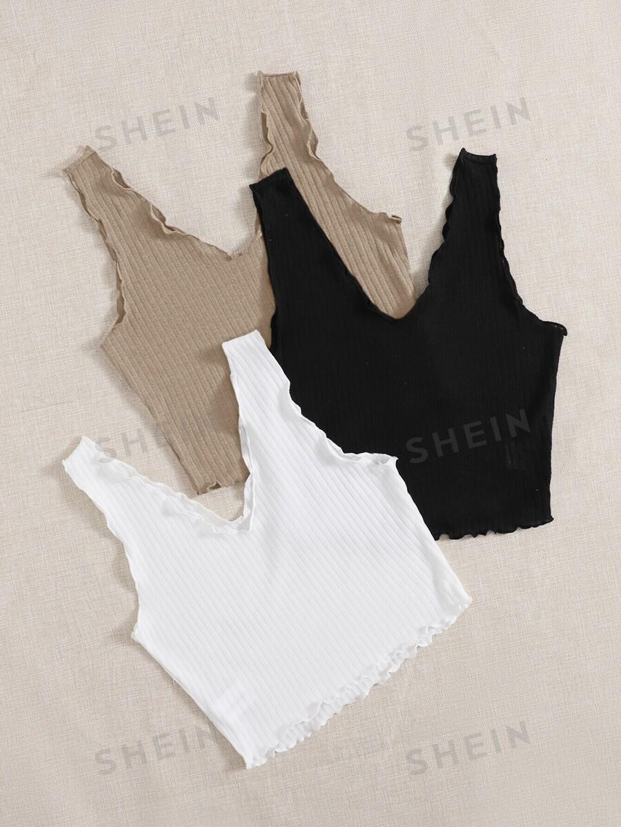 PRĄŻKOWANY TOP BEZ RĘKAWÓW V-NECK 3-PACK