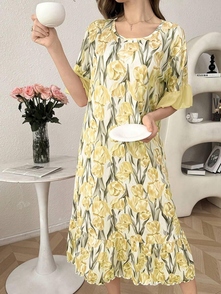 koszula nocna wzór kwiaty